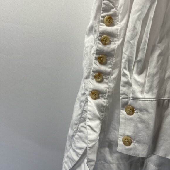 Talbots Women's Top Plus 2X Solid Bright White Button Accents Button Up Tunic - Picture 4 of 12